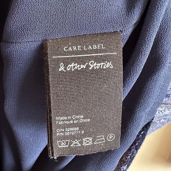 & Other Stories Shimmer Velvet Mini Long Sleeve Dress Blue 0 - Picture 9 of 13